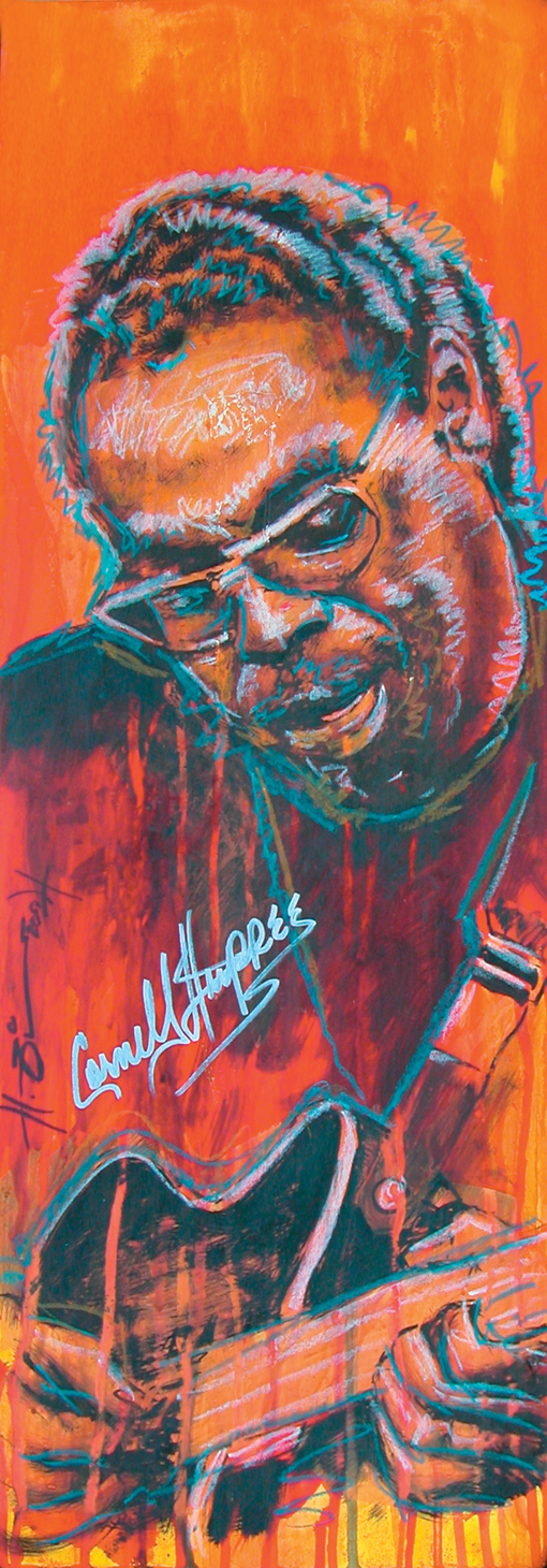 Acryl on carboard painting of Cornell Dupree