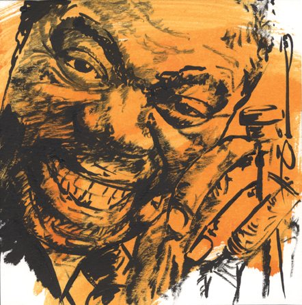 Scetch of smiling Louis Armstrong
