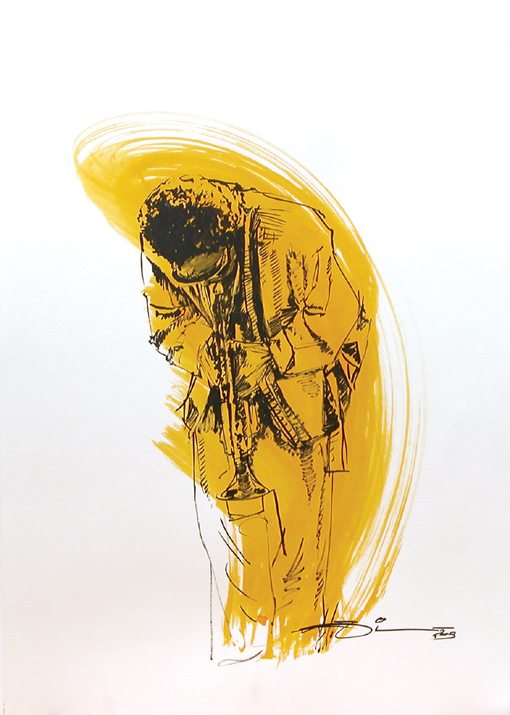 Live scetch created of Miles Davis