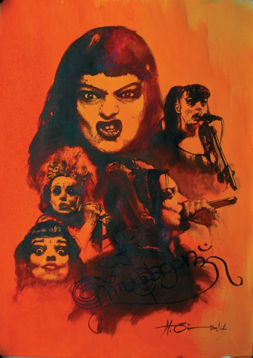 Scetch on paper painted Nina Hagen by Harald Zickhardt