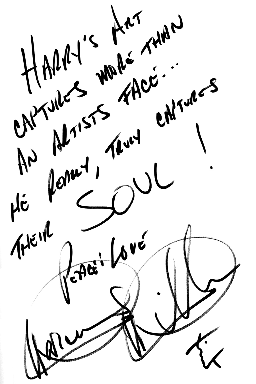 signed Statement by Marcus Miller about Harald Zickhardt's paintings